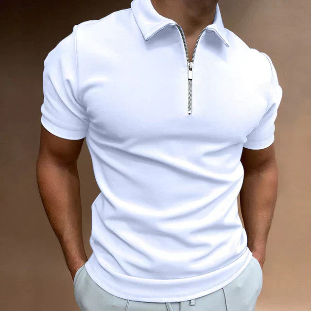 Relaxed Fit Men's Zip Polo Shirt - OutfitLondon