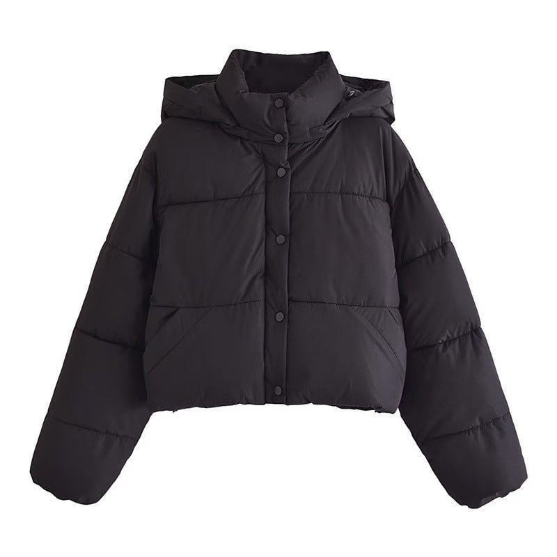 Red Women's Short Hooded Down Winter Coat - OutfitLondon