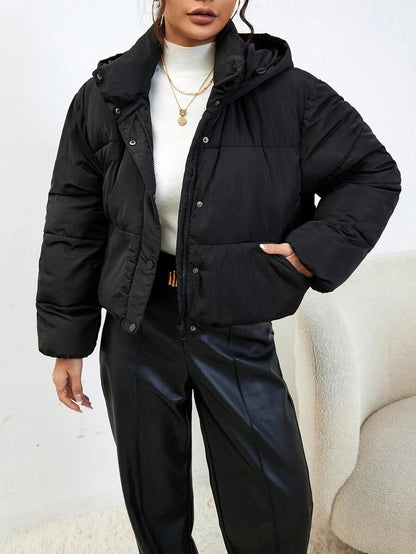 Red Women's Short Hooded Down Winter Coat