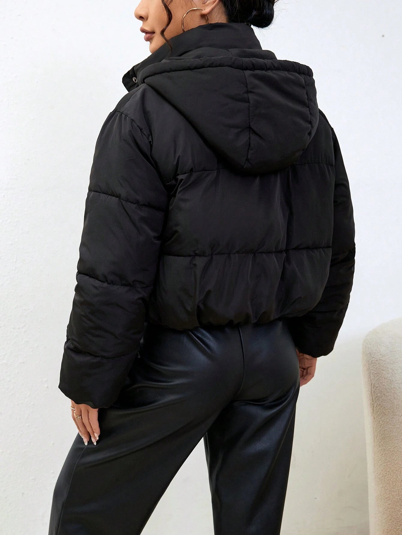Red Women's Short Hooded Down Winter Coat