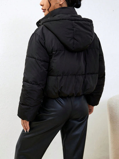 Red Women's Short Hooded Down Winter Coat