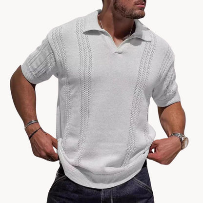 Rudi Men's Knit Polo | Retro Textured Short Sleeve Shirt