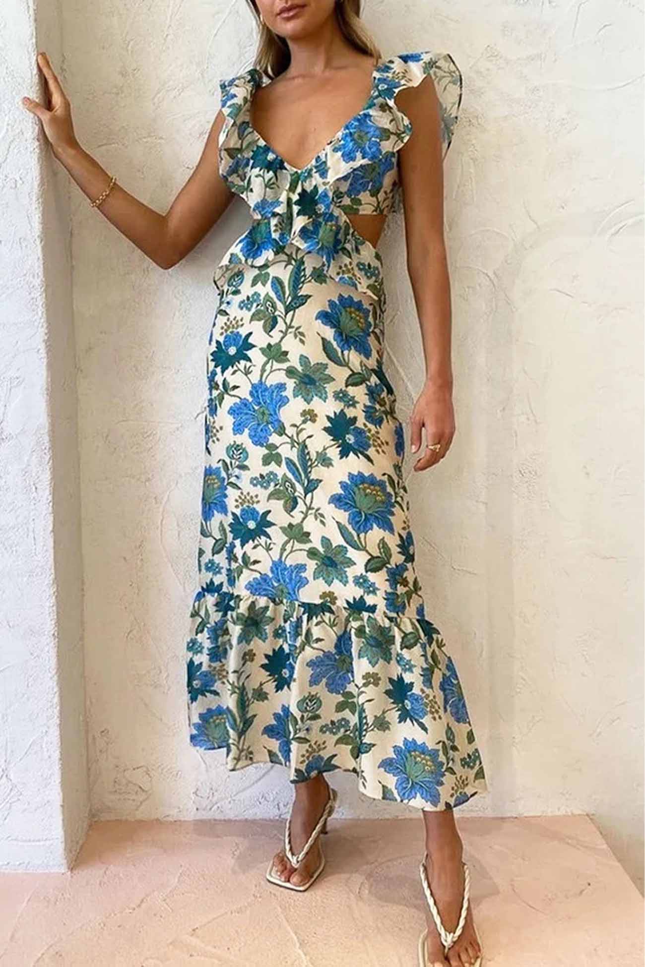Chic Summer Maxi Dress - Elegant Floral Strapless Gown