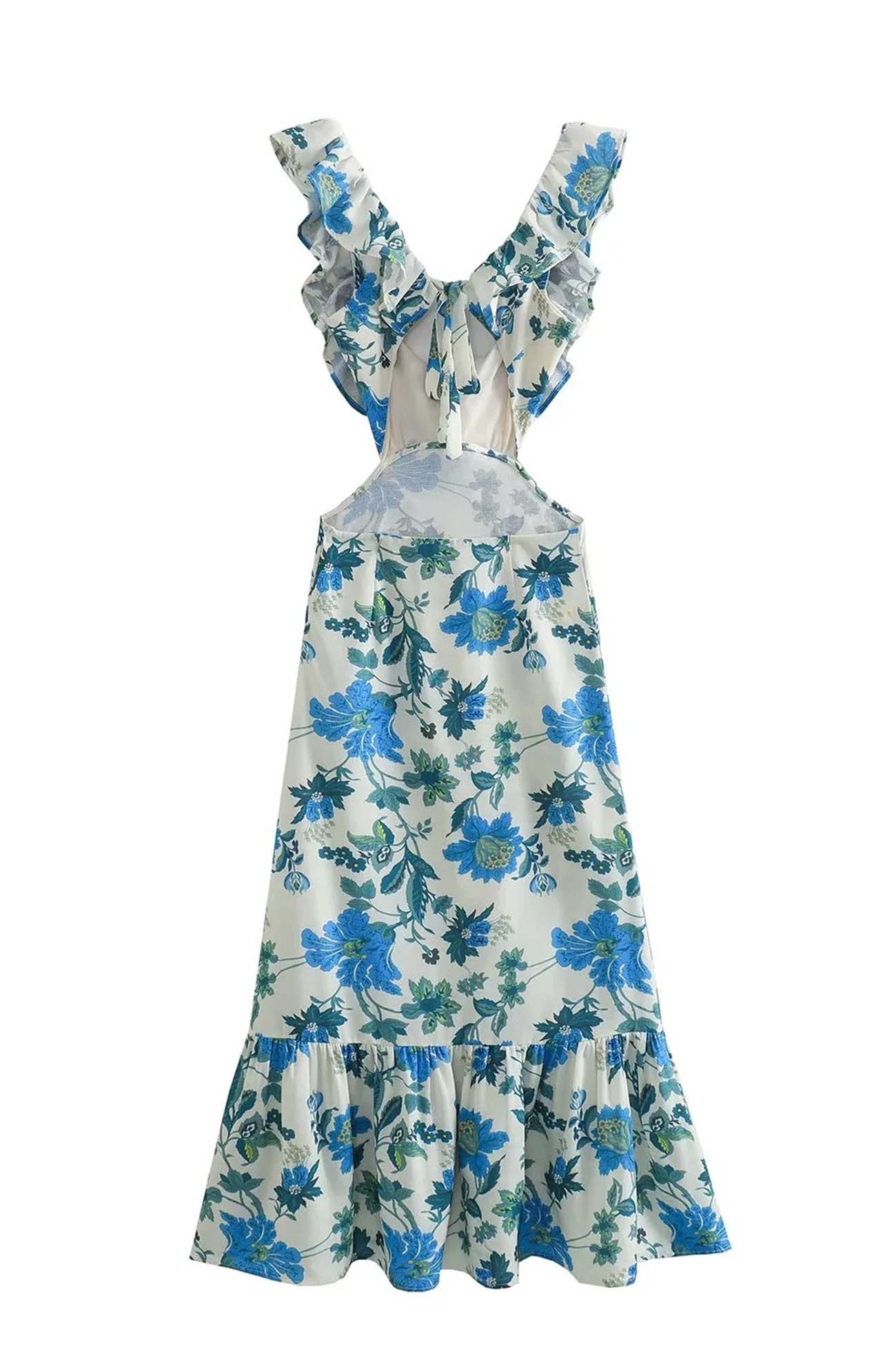 Chic Summer Maxi Dress - Strapless with Floral Details