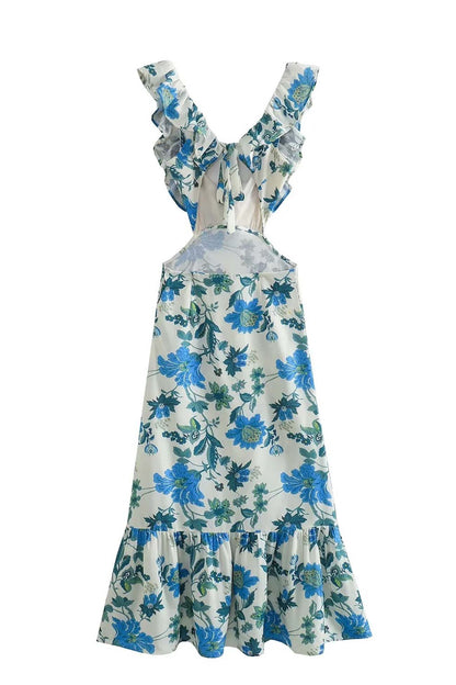 Chic Summer Maxi Dress - Strapless with Floral Details