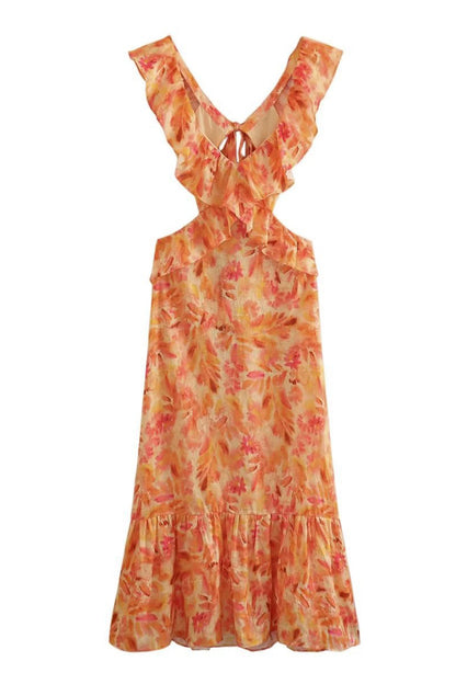 Chic Summer Maxi Dress - Strapless with Floral Details