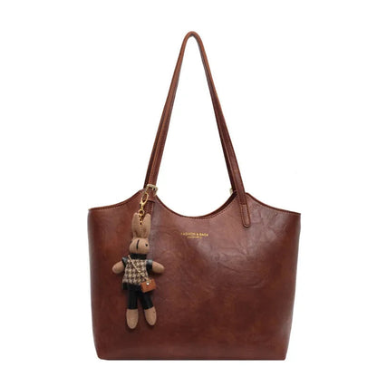 Classic Large Faux Leather Shopping Bag - OutfitLondon
