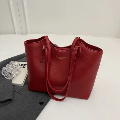 Classic Large Faux Leather Shopping Bag