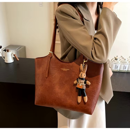 Classic Large Faux Leather Shopping Bag
