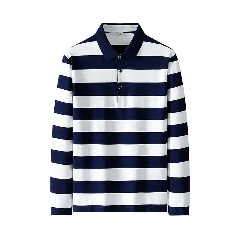 Traditional Casual Horizontal Stripe Polo Shirt