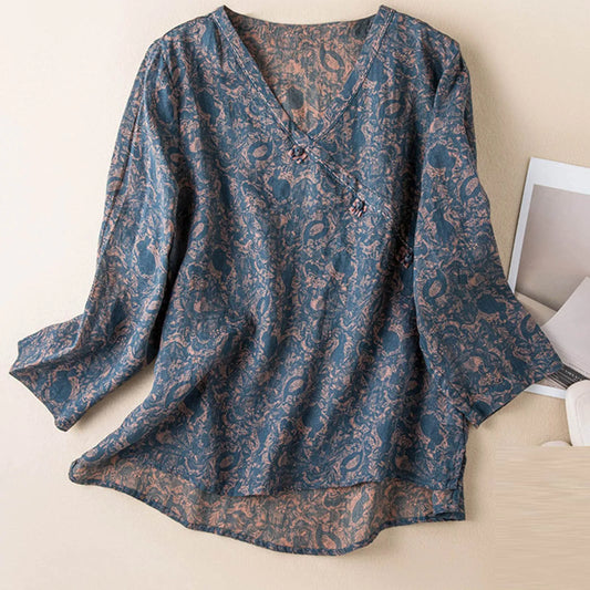 Casual V Neck Women's Long Sleeve Top - OutfitLondon
