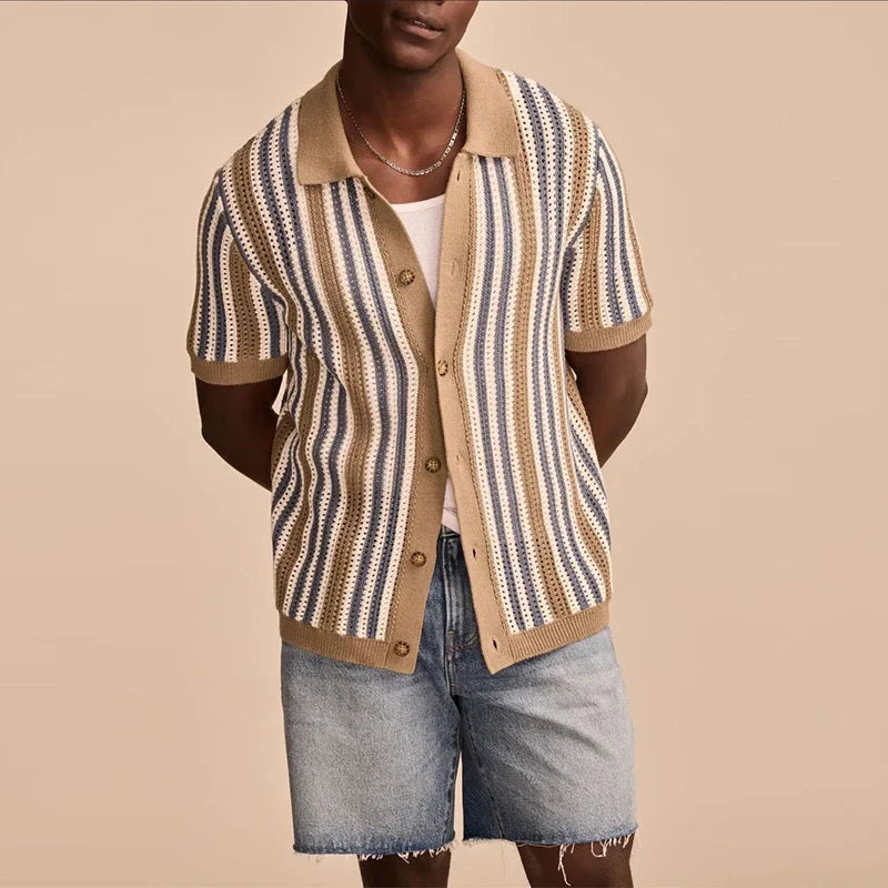 Comfortable Breathable Striped Crew Men's Sweater
