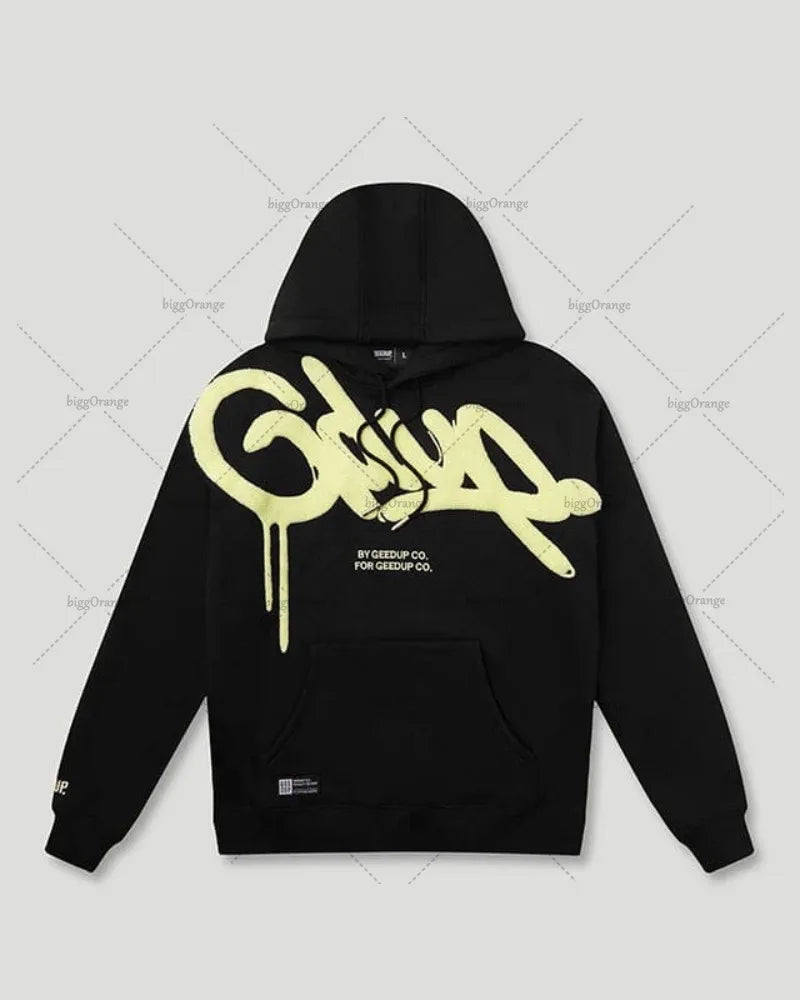 Fashionable City Large Print Hooded Sweatshirt - OutfitLondon