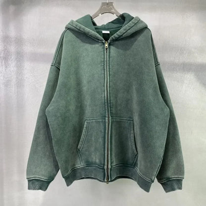 Trendy Ripped Full Zip Hooded Jacket - OutfitLondon