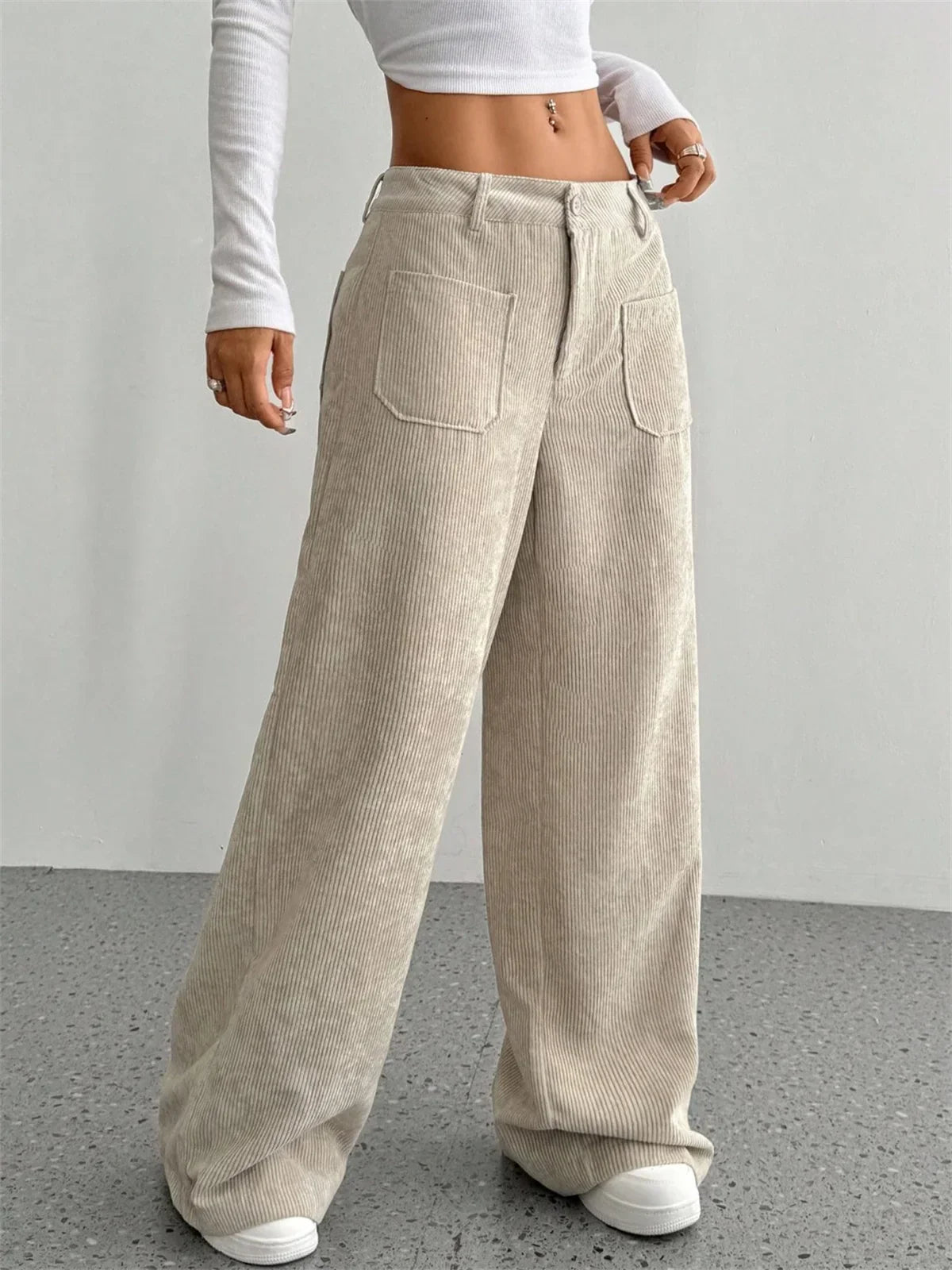 Relaxed Fit Cotton Cord Pants