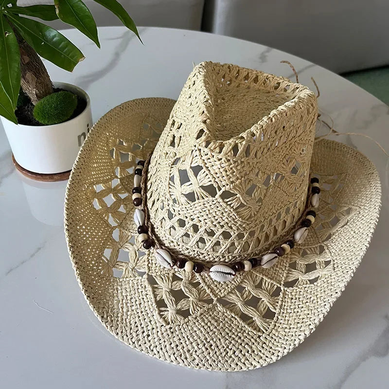 Classic Western Hat with Earthy Brown Beads