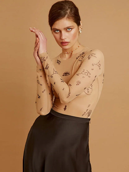 Trendy Mesh Panel Body Suit