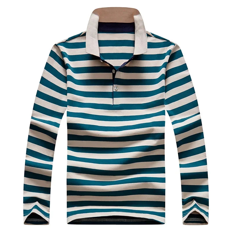 Traditional Casual Horizontal Stripe Polo Shirt