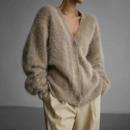 Cozy Ladies Warm Knitted Button Sweater - OutfitLondon