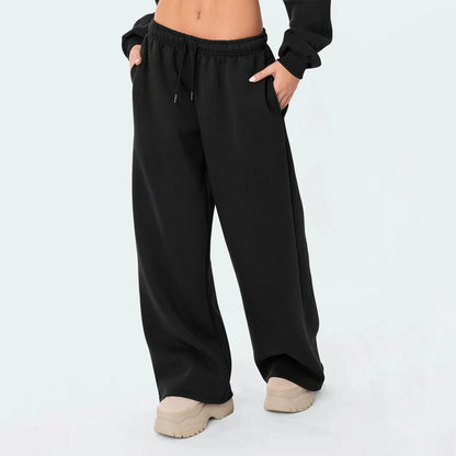 Relaxed Fit Soft Wide Leg Jogger Pants - OutfitLondon