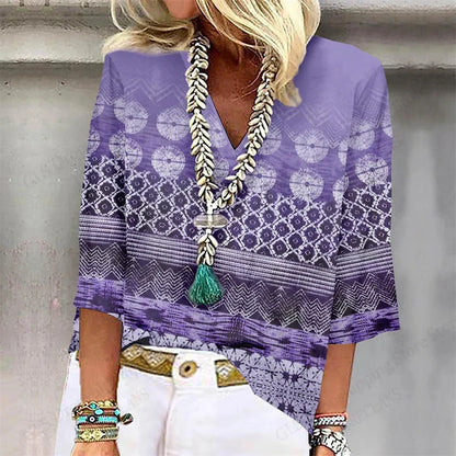 Comfy Floral V Neck Summer Tee Shirt
