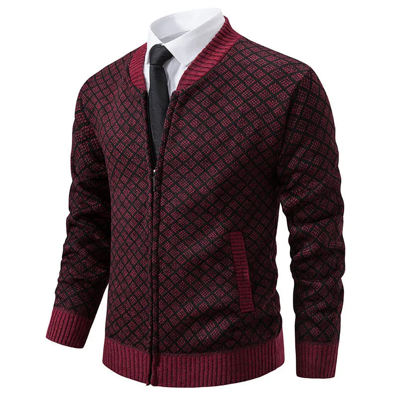 OutfitLondon Men's Cardigan Jacket Tailored Fit Full Zip