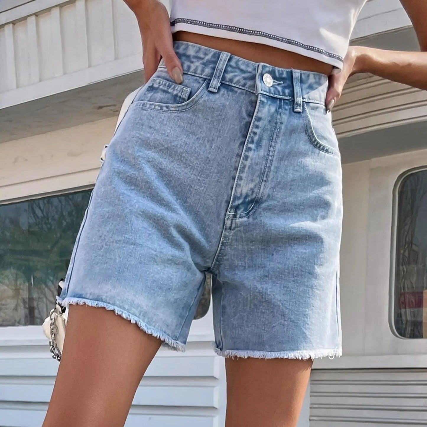 Relaxed Fit Casual Mid Length Jeans Shorts