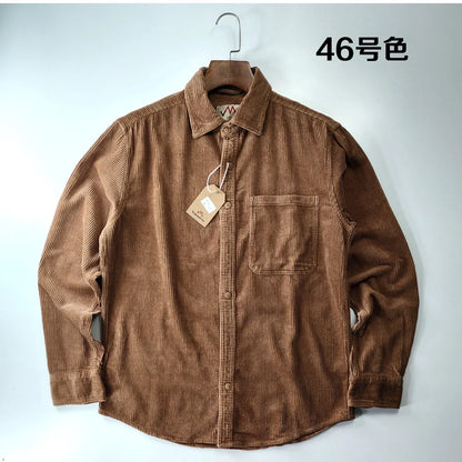 Relaxed Fit Corduroy Button Down Shirt for Men