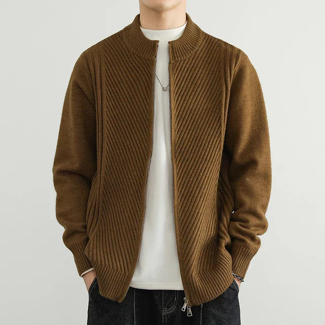 Men's Cotton Blend Jacket Ridged Pattern Year Round Outerwear - OutfitLondon