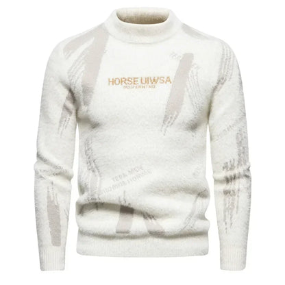 Faux Fur Crew Neck Men's Sweater