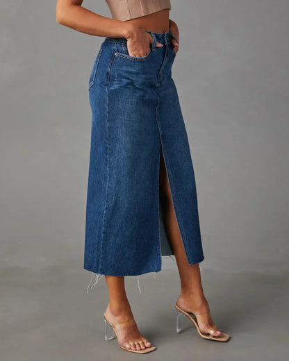 Timeless High Waist Jean Skirt