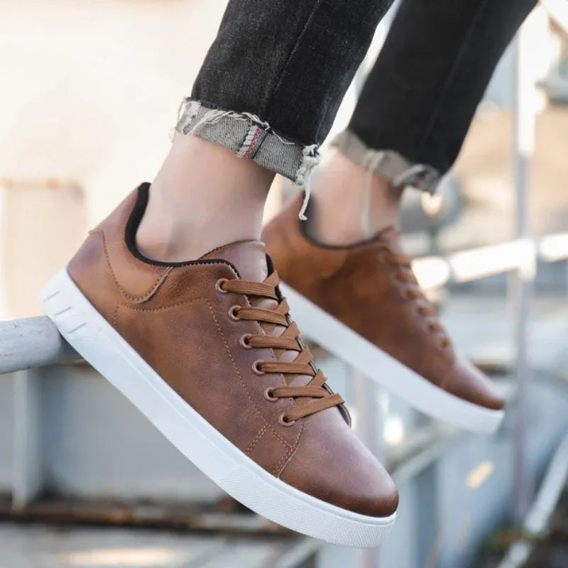 Comfy Lace Up Leather Trainer Shoes