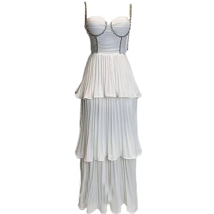 Elegant Deep V Neck Evening Gown Dress
