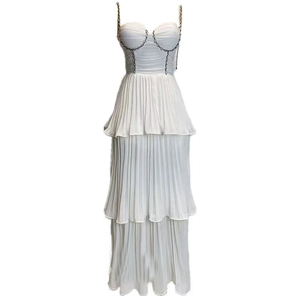 Elegant Deep V Neck Evening Gown Dress