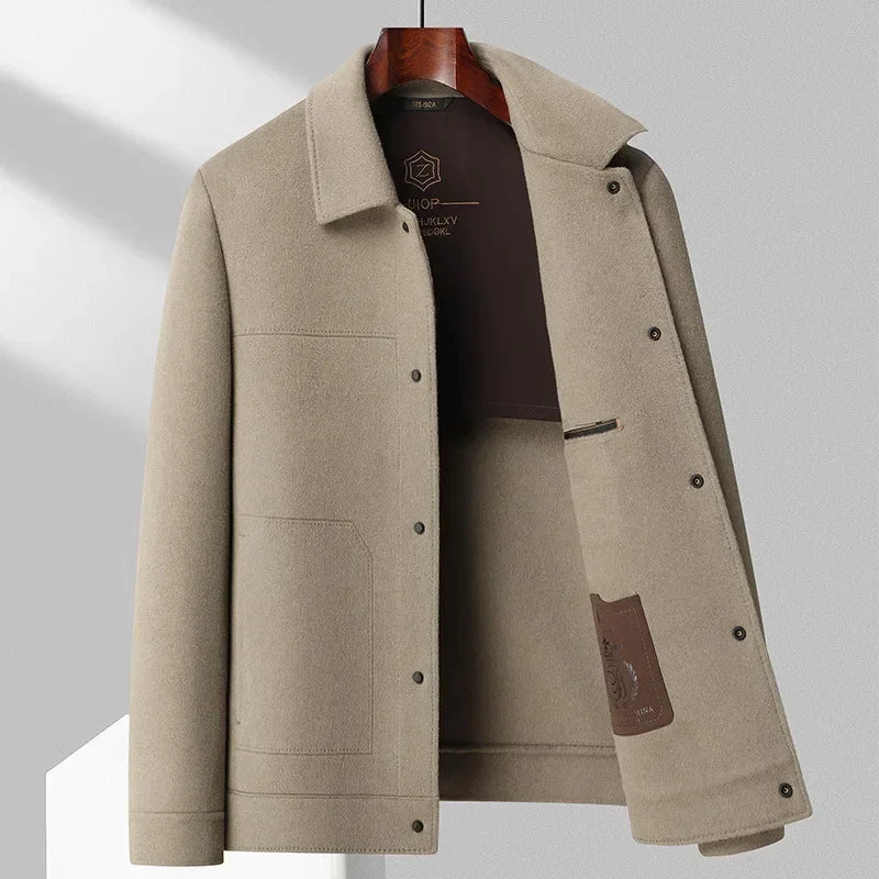 Men's Refined Wool Jacket Double-Sided Blend Structured Shoulders