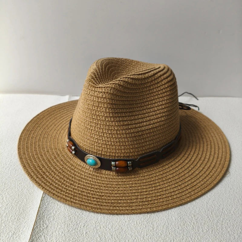 Classic Western Hat with Earthy Brown Beads