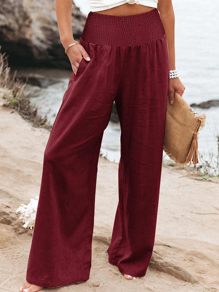 Relaxed Fit High Waisted Soft Cotton Trousers