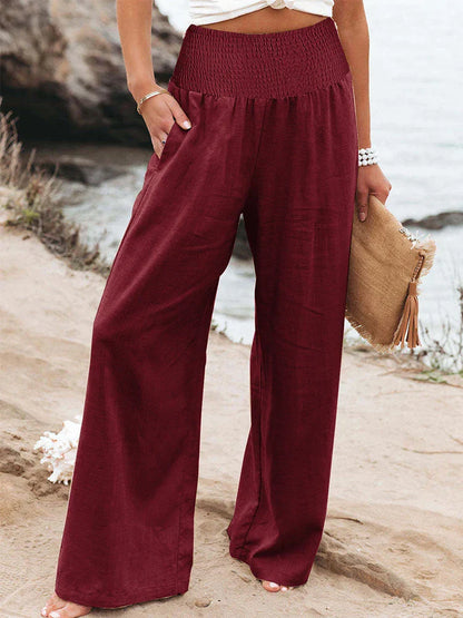 Relaxed Fit High Waisted Soft Cotton Trousers