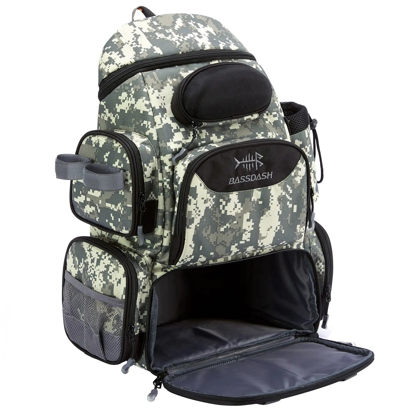 Waterproof Fishing Tackle Backpack with Rod Pocket & Rain Hood