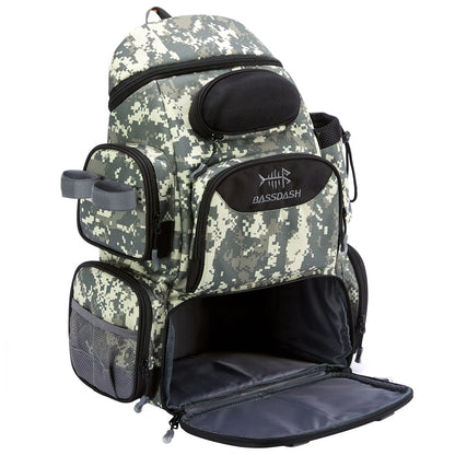 Waterproof Fishing Tackle Backpack with Rod Pocket & Rain Hood