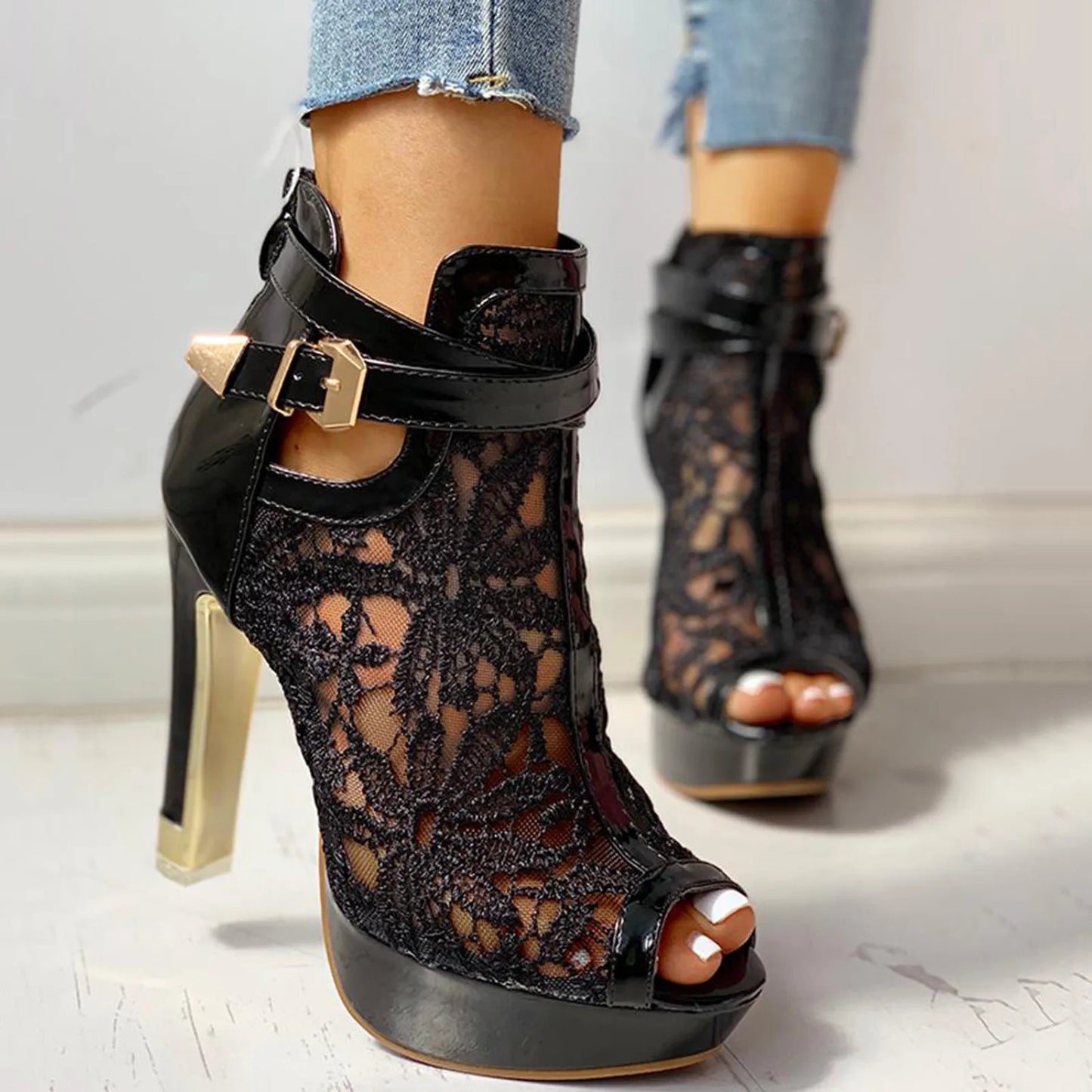 Elegant Floral High Heels