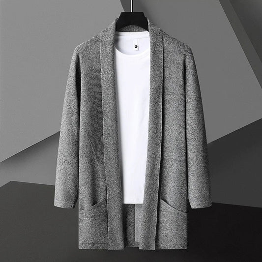 Men's Lightweight Cardigan Matte Cotton Linen Blend Open Front - OutfitLondon