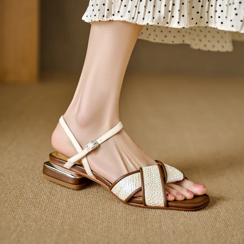 Luxury Brown Leather Flip Flops