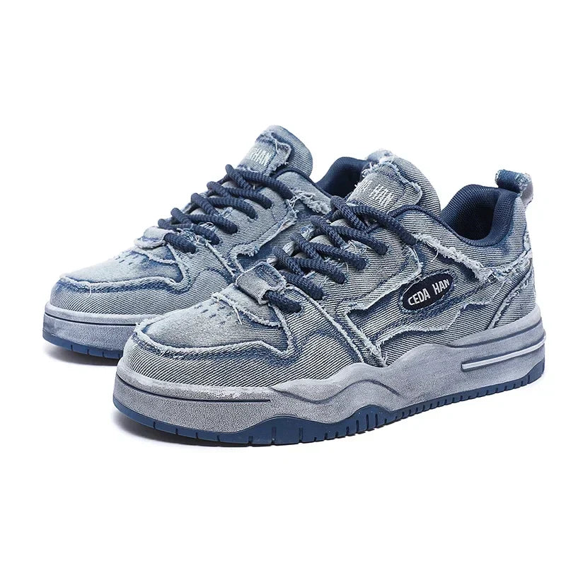 Personalized Navy Blue Skateboard Sneakers - OutfitLondon