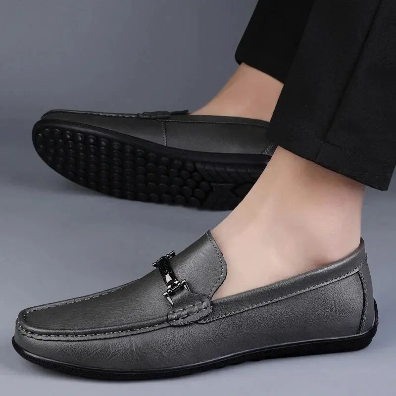 Elegant Leather Slip On Loafers