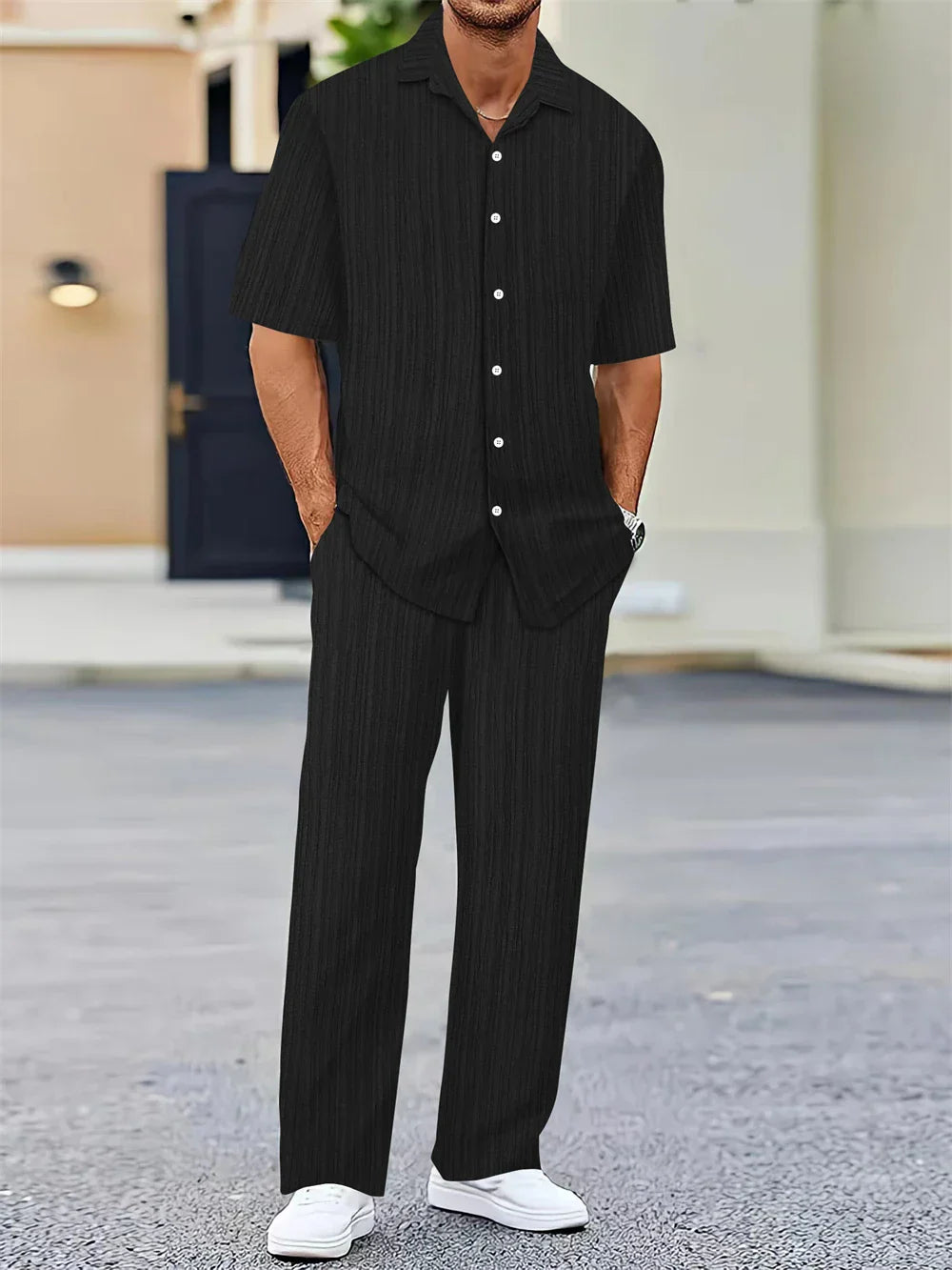 Slim Fit Business Casual Suit Set - OutfitLondon