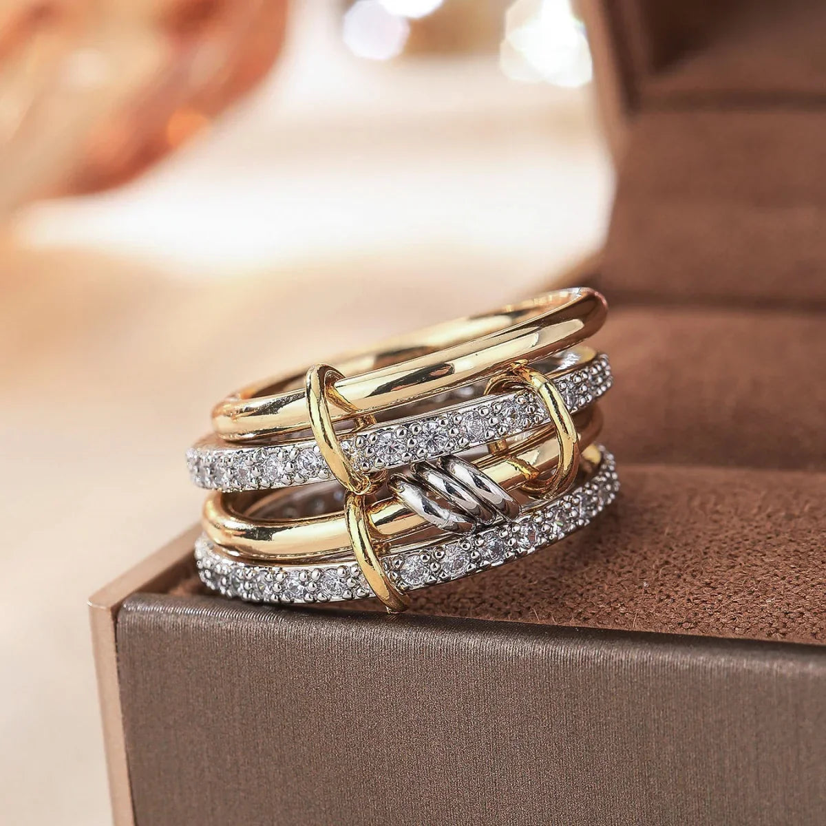 Classic Two Tone Copper Ring Set