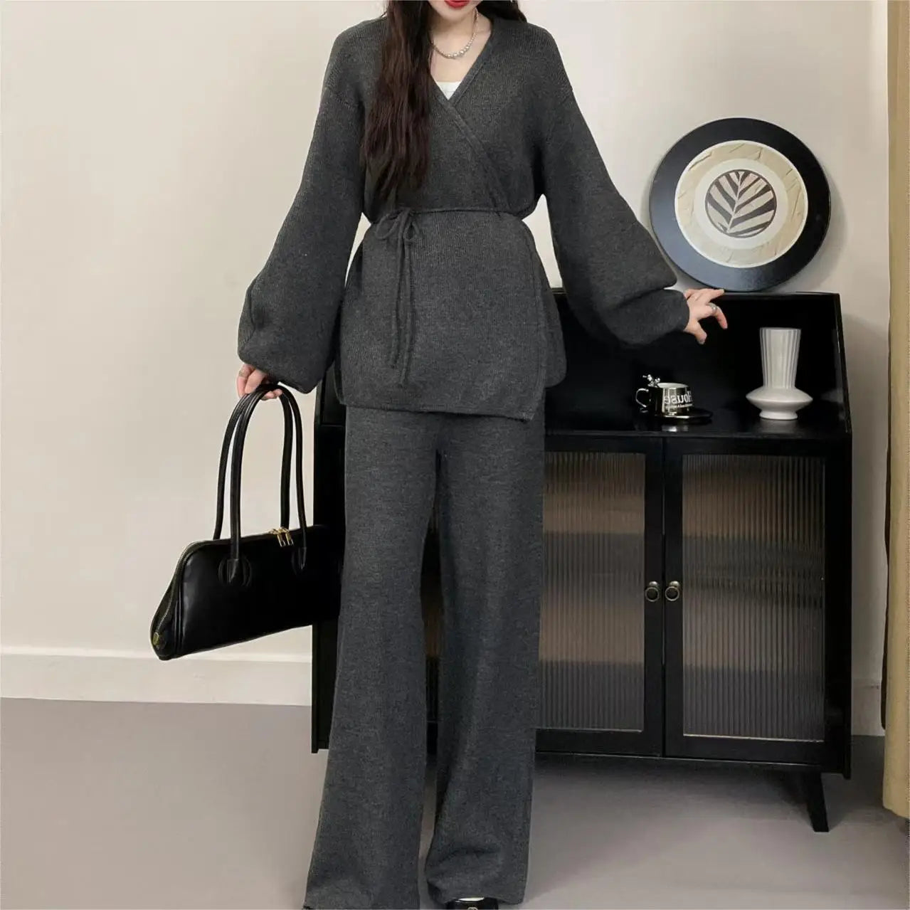 Soft Warm Knit Pants Suit Set
