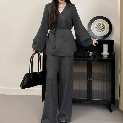 Soft Warm Knit Pants Suit Set