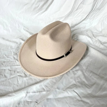 Classic Western Leather Cowboy Hat - Wide Brim Fit